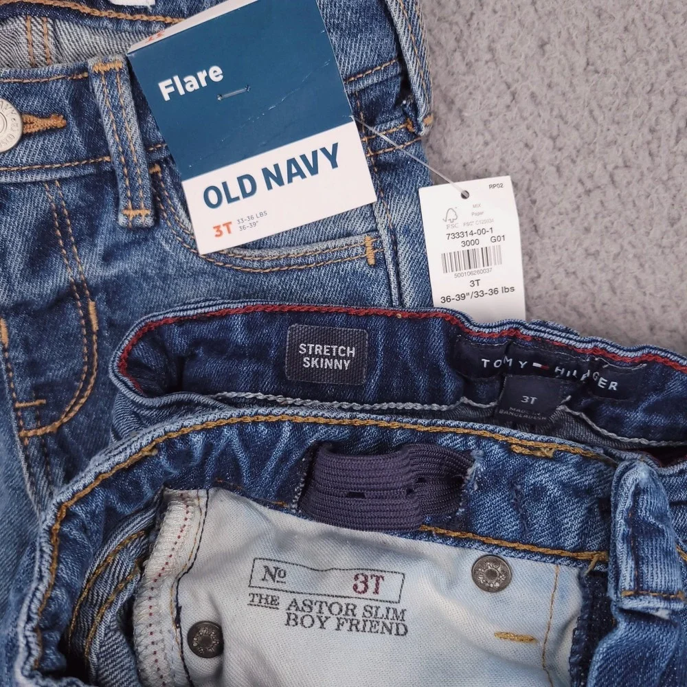 OLD NAVY Polo Tommy Hilfiger Jeans Girls 3T Bundle (3) Skinny Boy Friend Flare
